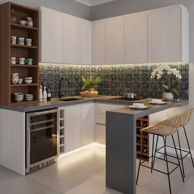 Model Dapur Mini Bar Bentuk L