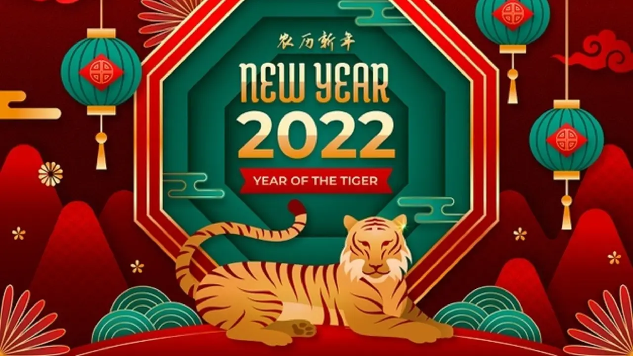 Ilustrasi ucapan Happy Lunar New Year 2022