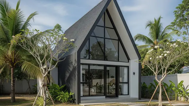 Desain Rumah Kecil dengan Atap Pelana Tinggi Agar Lebih Sejuk