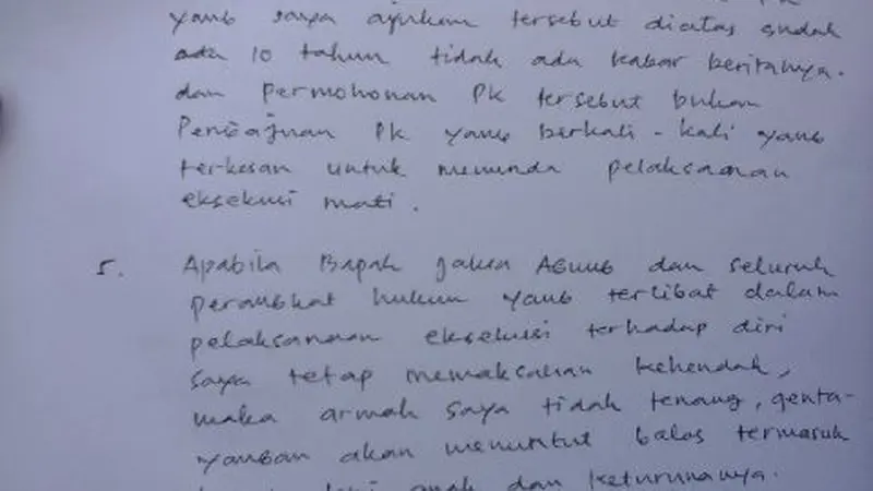 Surat Ancaman Terpidana Mati Zainal Abidin Hantui Jaksa