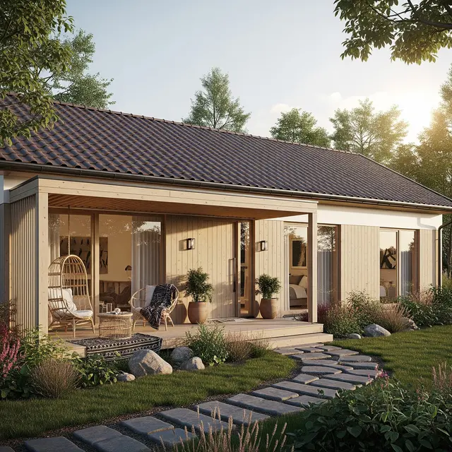 Rumah 1 Lantai Ala Villa di Desa (Gemini AI)