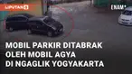 Mobil yang terparkir di halaman Puskesmas Ngaglik 2 ditabrak. Mobil tersebut ditabrak oleh mobil Agya
