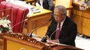 Menteri PUPR Basuki Hadimuljono memberikan pidato pada Rapat Paripurna ke-11 Masa Persidangan II Tahun Sidang 2021-2022 di Kompleks Parlemen, Jakarta, Kamis (16/12/2021).  (Liputan6.com/Angga Yuniar)