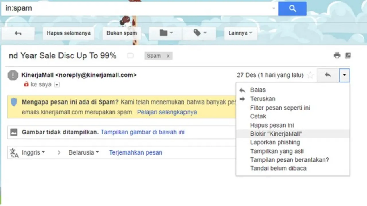 Cara memblokir email spam.