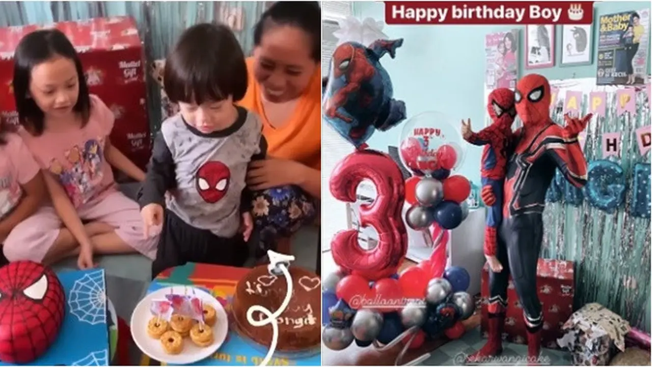 7 Momen Kejutan Ulang Tahun Putra Omesh Ke-3, Jadi Spiderman