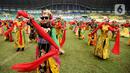 Sejumlah peserta menari pada acara Pesona Nusantara Bekasi Keren di Stadion Patriot Candrabhaga, Bekasi, Jawa Barat, Sabtu (10/9/2022). Kegiatan yang diikuti 10 ribu peserta itu menampilkan tarian, olahraga, dan musik daerah untuk melestarikan budaya Indonesia. (merdeka.com/Imam Buhori)