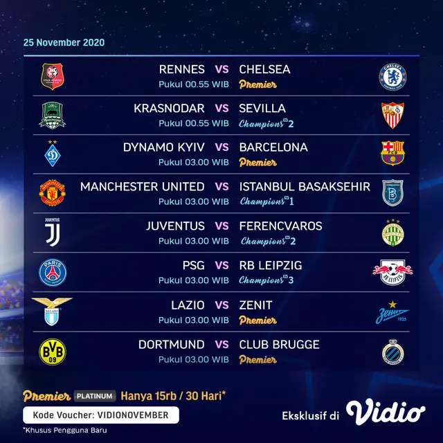 Jadwal Liga Champions Matchday 4