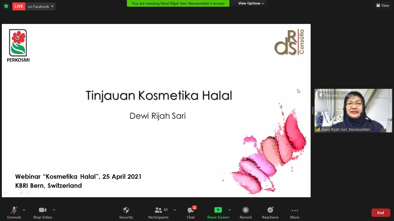 KBRI Bern mengadakan webinar spesial Ramadan bertema 'Kosmetik Halal'.