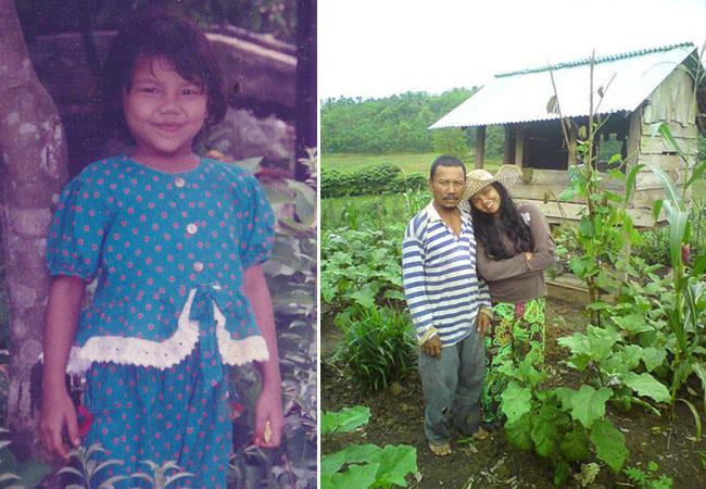 Foto Selvi kecil di Malaysia yang dipotret oleh ayahnya dan foto kedekatan Selvi bersama sang ayah | Foto: dok. pribadi/Selvi Dwi Yanti