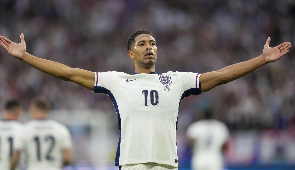 Rekor kedua yang dicetak Jude Bellingham adalah ia menjadi pemain kedua Inggris setelah Michael Owen yang mampu mencetak gol di Piala Dunia dan Euro saat masih berumur di bawah 21 tahun. (AP Photo/Martin Meissner)