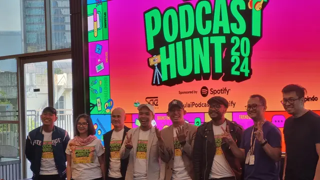Podcast Hunt 2024 gelar konferensi pers. (Dok. Liputan6 / Azka Rizqon Irawan).