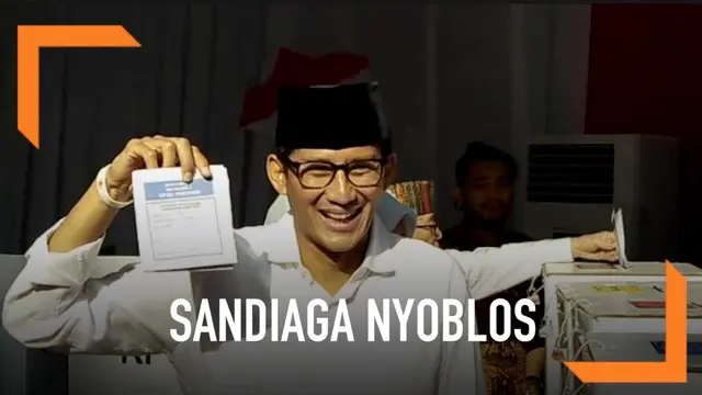 VIDEO: Sandiaga Uno Nyoblos di TPS 002 Kebayoran Baru
