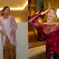 Saat dampingi sang adik di momen siraman, Zahwa Massaid tampil cantik mengenakan kebaya pink yang dipenuhi dengan payet berkilauan dari Dea Febrinda. [@zahwamassaid].