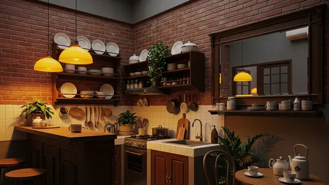 Mini Bar Bernuansa Vintage dengan Bata Ekspos