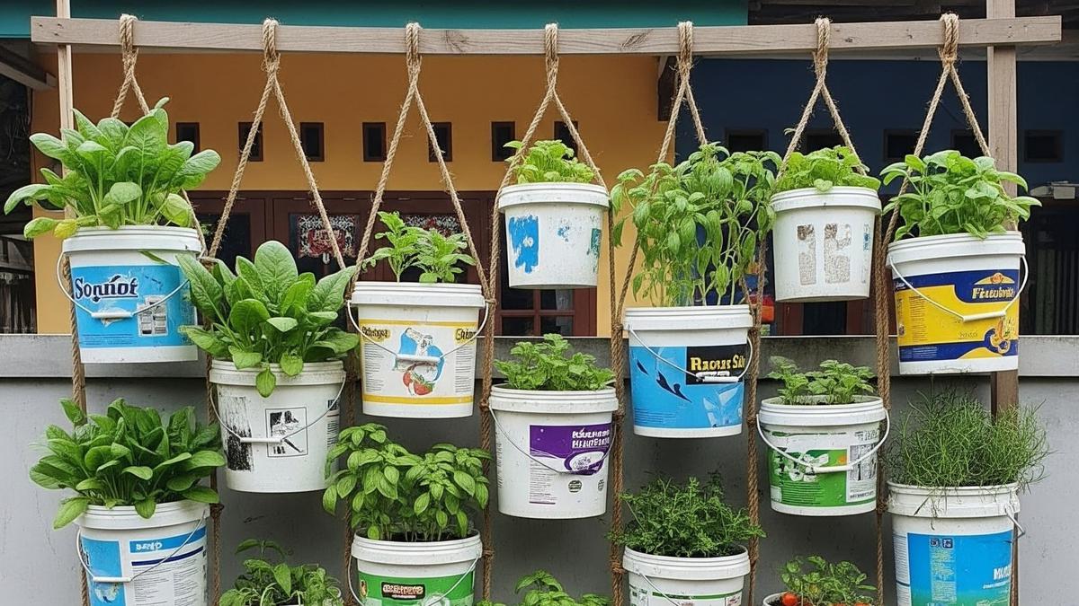 9 Cara Buat Kebun Vertikal Murah dari Ember Cat Bekas untuk Pemula, Hemat Lahan