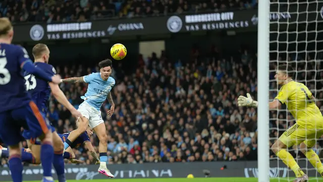 Nico O'Reilly mencetak gol di laga Manchester City vs Newcastle di pekan ke-27 Liga Inggris 2025/2026 di Etihad Stadium, Minggu (22/02/2026) dini hari WIB.