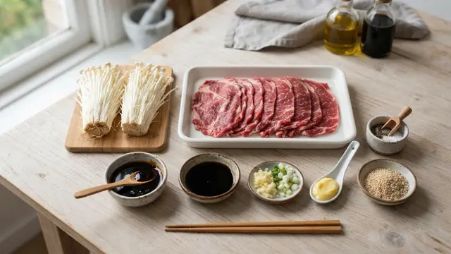 Bahan-Bahan Beef Enoki Roll Saus Teriyaki