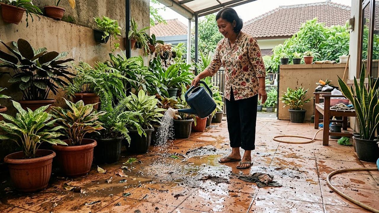 10 Cara Menata Tanaman di Teras agar Tidak Bikin Lantai Becek dan Kotor Setelah Disiram
