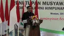 Koordinator Presidium  KAHMI terpilih periode 2017-2022 Kamrussamad memberikan kata sambutan pada penutupan Musyawarah Nasional (Munas) Korps Alumni Himpunan Mahasiswa Islam (KAHMI) ke-10 di Medan, Sumatera Utara, Minggu (19/11). (Liputan6.com/Pool/KAHMI)