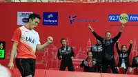 Jonatan Christie menjadi penentu kemenangan Tim Kualifikasi Piala Thomas Indonesia atas Jepang di final, Minggu (21/2/2016). (Liputan6.com/Humas PP PBSI)