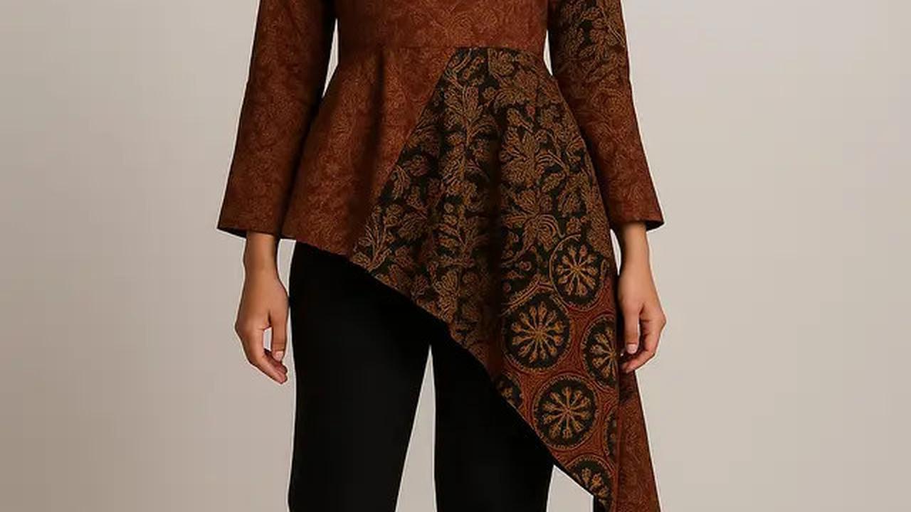 7 Model Atasan Batik Wanita Blouse Asimetris, Bikin Gaya ke Kantor Makin Elegan