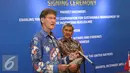 Kepala Perwakilan FAO untuk Indonesia dan Timor Leste, Mark Smulders memberi keterangan jelang penandatanganan proyek kerjasama dengan KKP di Jakarta, Rabu (28/12). Proyek ini penerapan pendekatan ekosistem. (Liputan6.com/Helmi Fithriansyah)
