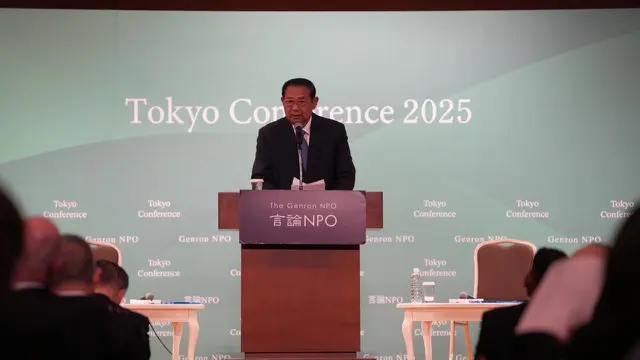 Presiden ke-6 Republik Indonesia Susilo Bambang Yudhoyono (SBY) dalam Tokyo Conference 2025, Selasa (4/3/2025).