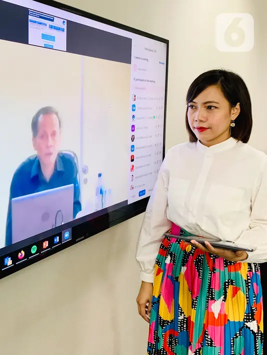 Kegiatan Kelas Virtual Konsultasi Bisnis dan Pembukaan IoT Makers Creation 2020 digelar di Jakarta, Rabu (26/8/2020). Kompetisi IoT Makers Creation 2020 dimulai dengan periode penerimaan video karya dan proposal hingga 13 September mendatang. (Liputan6.com/Pool)