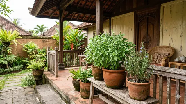 Kombinasi Tanaman Herbal Anti Nyamuk di Teras (Foto: Gemini AI)