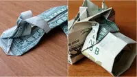 Bikin origami dengan berbagai bentuk, ada sandal jepit hingga kamera yang dikreasikan dengan uang Dollar. Sumber : brainberries.co