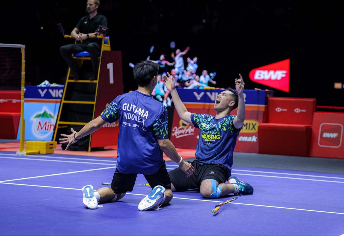 FOTO: Ganda Putra Indonesia Sabar/Reza Lolos ke Final Indonesia Open 2025