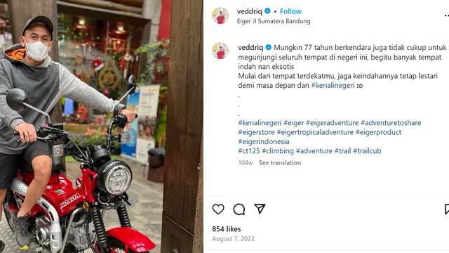 Veddriq Leonardo Juga Hobi Berpetualang dengan Mobil dan Motor (ist)