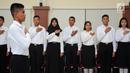 Calon Pasukan Pengibar Bendera Pusaka (Paskibraka) Nasional 2017 mengikuti upacara pembukaan Pusdiklat di PP-PON Cibubur, Jakarta, Rabu (26/7). Pusdiklat Paskibraka Nasional 2017 dibuka oleh Menpora Imam Nahrawi. (Liputan6.com/Yoppy Renato)