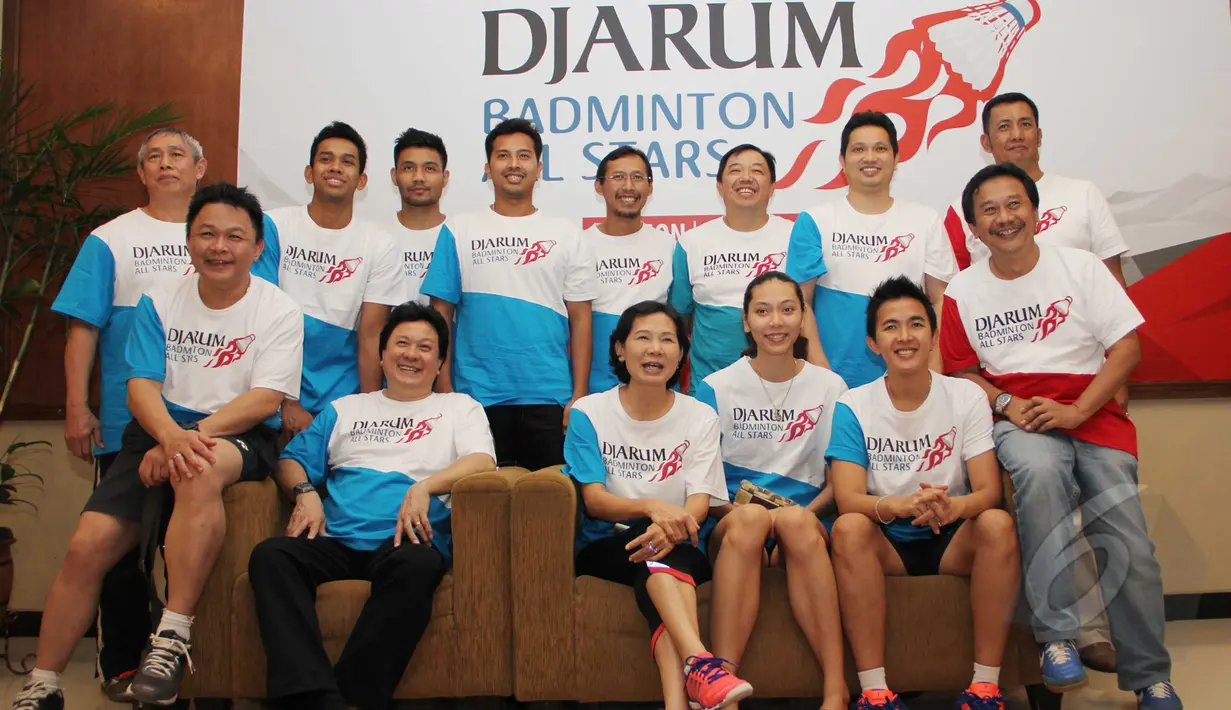 Konferensi pers Djarum Badminton All Stars 2015 di Cilegon, Banten, Sabtu (14/3). Olahraga Djarum Foundation menyambangi Cilegon dan berlangsung di GOR Asa pada 13-14 Maret 2015. (Liputan6.com/Helmi Afandi)