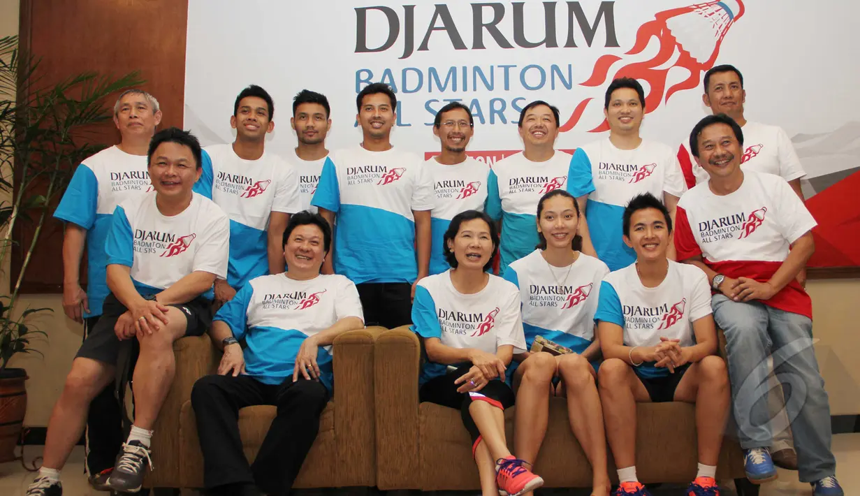 Konferensi pers Djarum Badminton All Stars 2015 di Cilegon, Banten, Sabtu (14/3). Olahraga Djarum Foundation menyambangi Cilegon dan berlangsung di GOR Asa pada 13-14 Maret 2015. (Liputan6.com/Helmi Afandi)