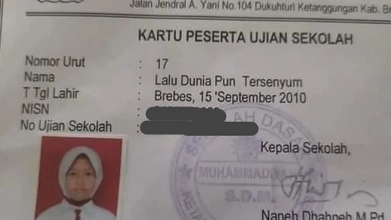 Kocak Dua Anak di Brebes Memiliki Nama Unik, 'Lalu Dunia Pun Tersenyum' - ‘Dan Dunia Menjadi Indah’