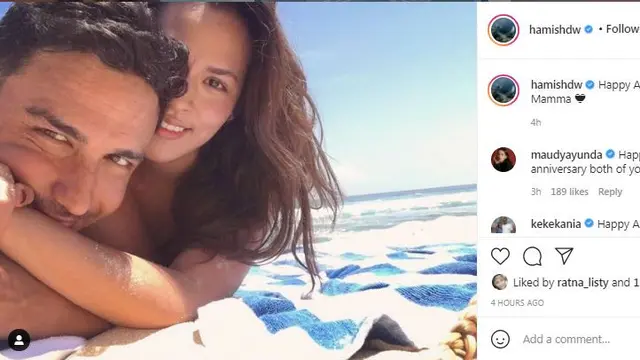 Raisa dan Hamish Daud rayakan ulang tahun pernikahannya yang keempat