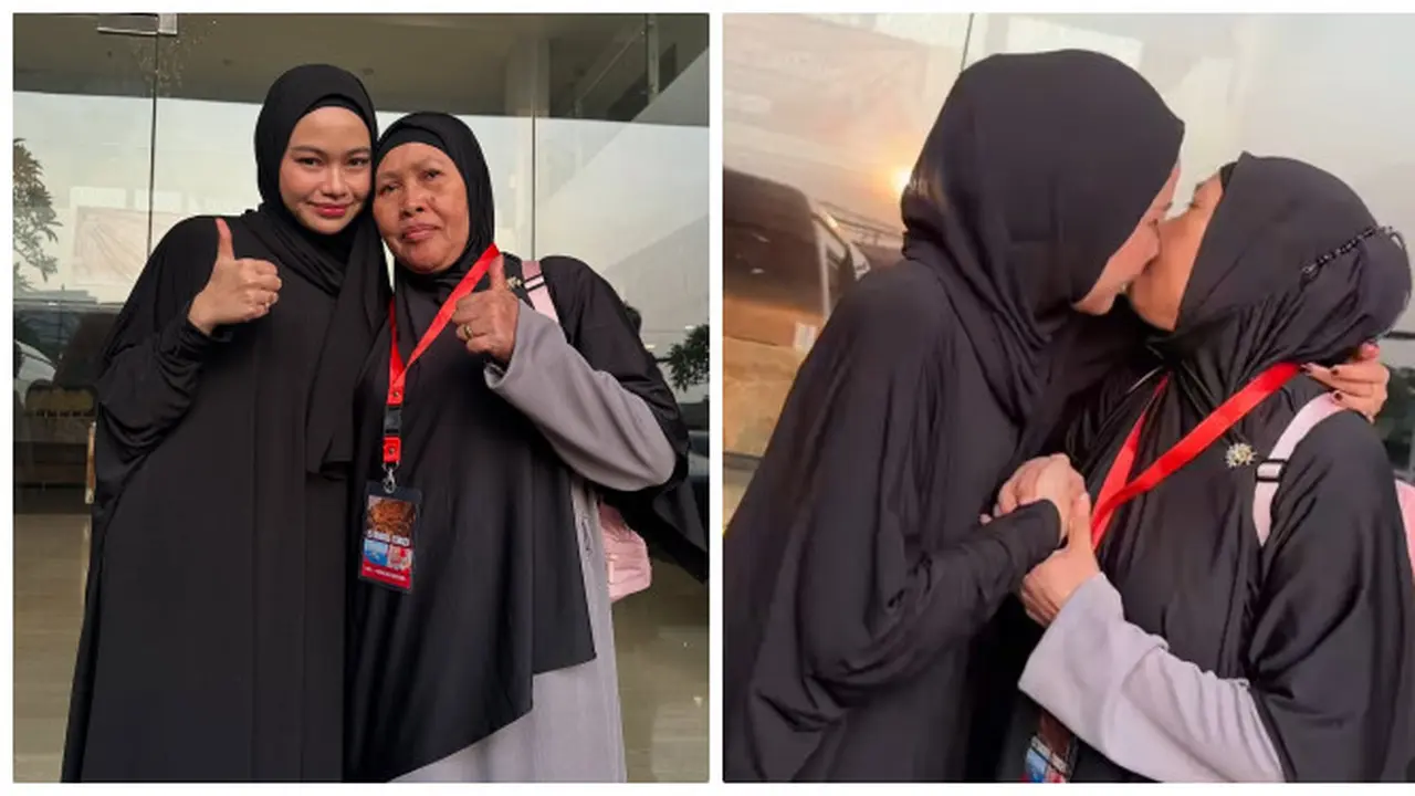 6 Potret Rara LIDA Antar Ibu Berangkat Haji, Perpisahan di Bandara Penuh Haru