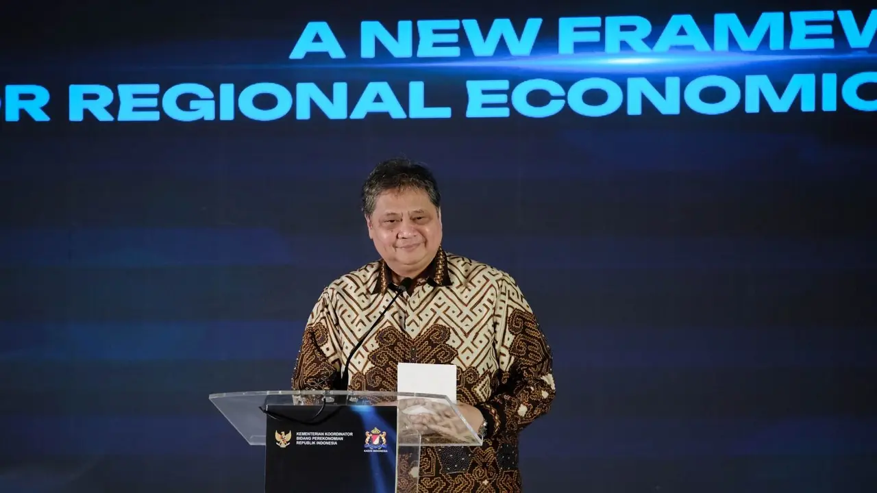 Menteri Koordinator Bidang Perekonomian Airlangga Hartarto dalam Indo-Pacific Chamber of Commerce and Industry Business Forum di Nusa Dua Bali, Sabtu (18/3/2023).(Dok Kemenko Perekonomian)