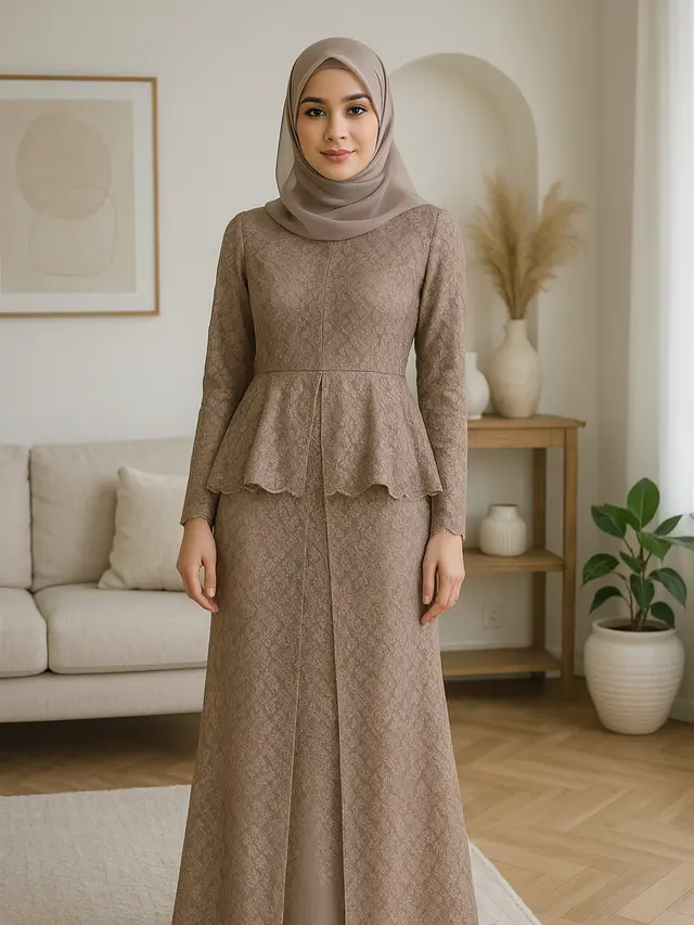 11 Rekomendasi Gamis Brokat Belah Tengah yang Sedang Tren di 2025, Anggun dan Elegan Tanpa Berlebihan