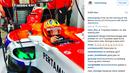 Rio Haryanto mendapat likes terendah adalah 3,050 saat melakukan tes ban Pirelli di Sirkuit Yas Marina. (Bola.com/Manorracing/Instagram)