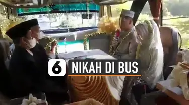 Ada-ada saja resepsi pernikahan yang satu ini. Diadakan di dalam bus karena sedang masa Pandemi.