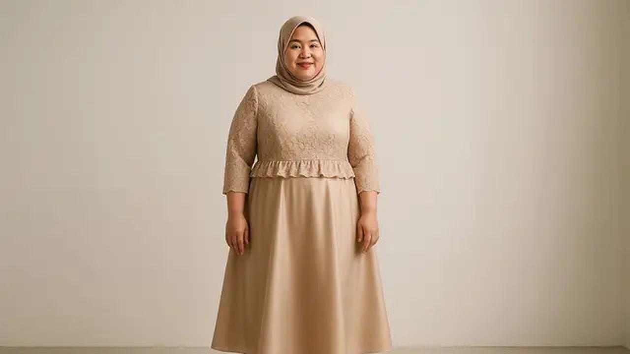8 Model Dress Brokat untuk Orang Gemuk dan Pendek Berhijab, Pilih Ini Agar Terlihat Proporsional