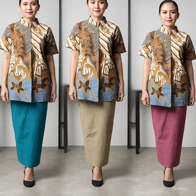 Model Atasan Batik Buat Kerja Blouse Batik Kerah Shanghai