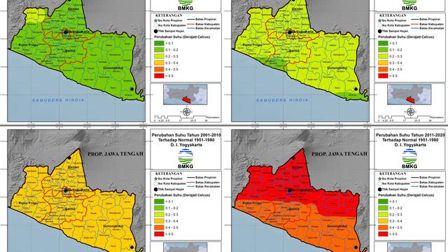 Perubahan suhu di DIY dalam 30 tahun terakhir