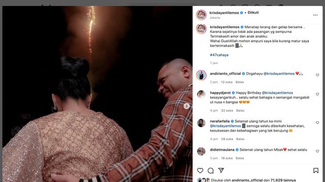 Unggahan Krisdayanti. (Foto: Dok. Instagram @krisdayantilemos)