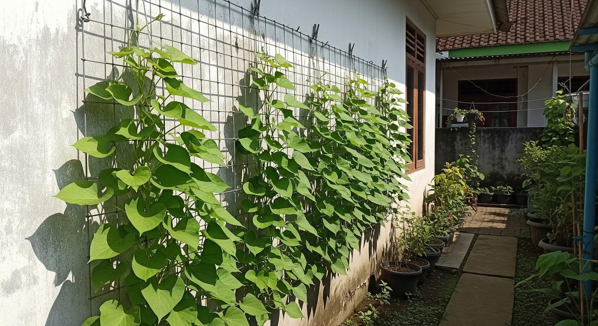 9 Ide Kebun Ubi Rambat dari Kawat Bekas Jemuran, Hemat Lahan dan Ramah Lingkungan