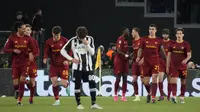 Selebrasi pemain AS Roma ketika menang atas Udinese (AP)