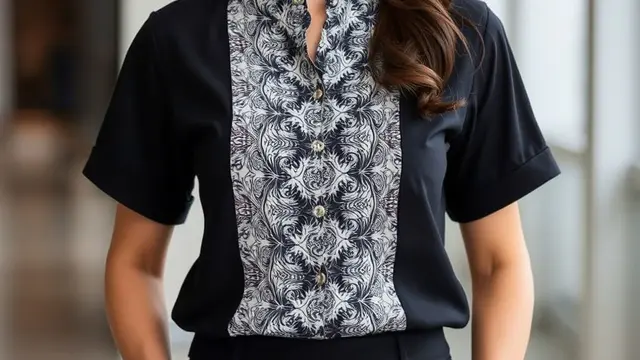 Model Atasan Batik Buat Kerja Atasan Batik Kombinasi Polos