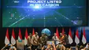 Sebuah pemandangan umum menunjukkan peluncuran perdagangan karbon internasional di Bursa Efek Indonesia, Jakarta, Senin 20 Januari 2025. (BAY ISMOYO/AFP)